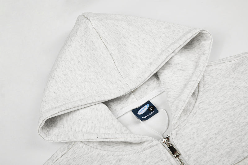 Zip-Hoodie im Vintage-Stil amerikanischer College-Mode mit bestickten Patches
