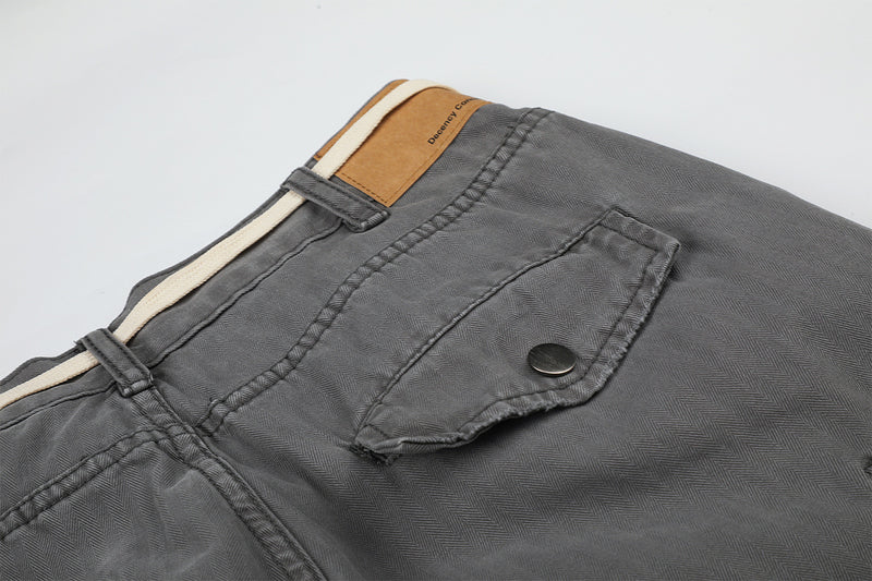 Wide-Legged Cargo Pants – Charcoal Grey Multi-Pocket Straight Leg
