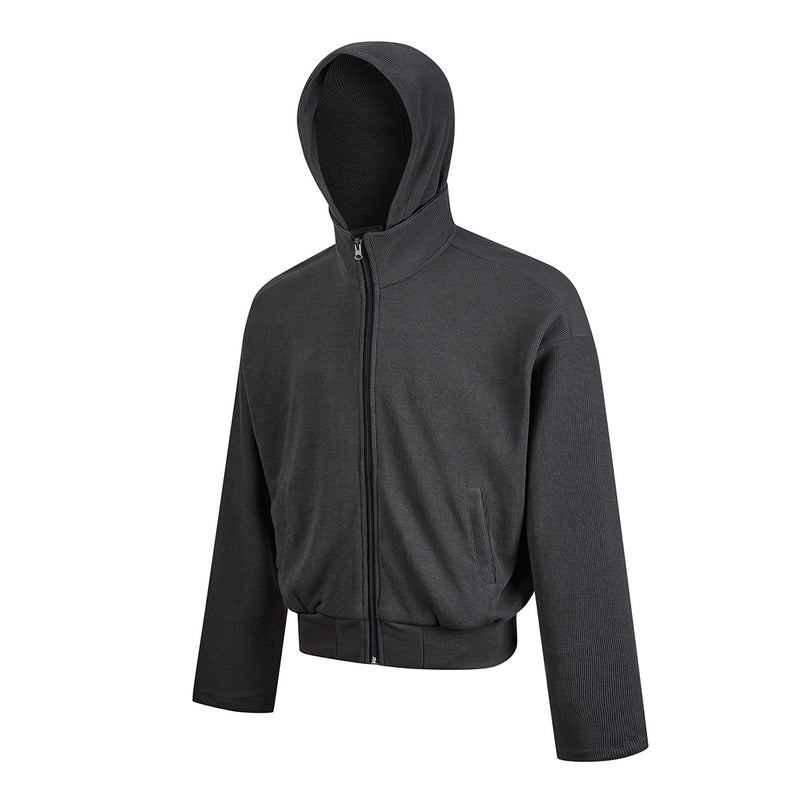 Sweat à capuche zippé boxy – Veste à capuche intégralement zippée en maille gaufrée