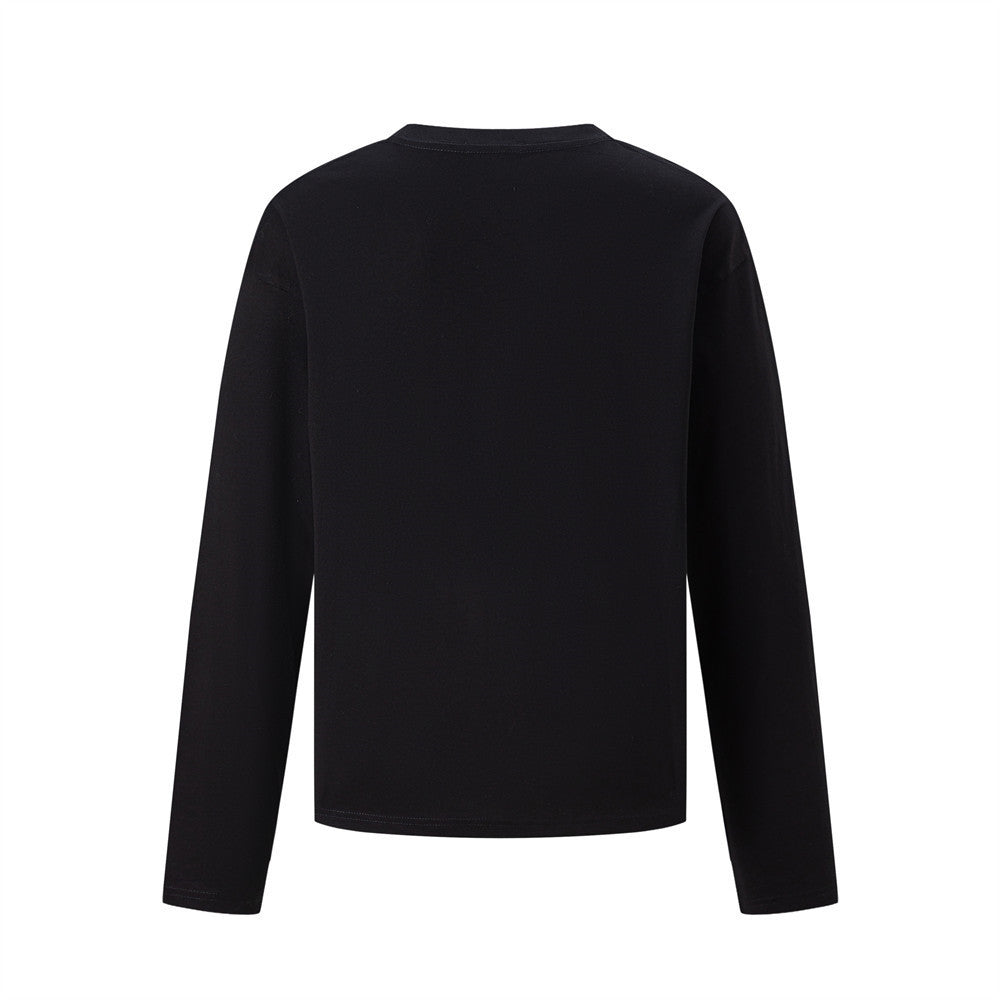 Long-Sleeve Star Print T-Shirt – Relaxed Fit Crew Neck Top