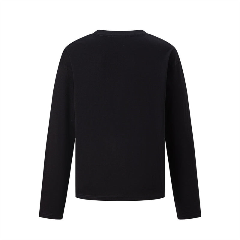 Long-Sleeve Star Print T-Shirt – Relaxed Fit Crew Neck Top