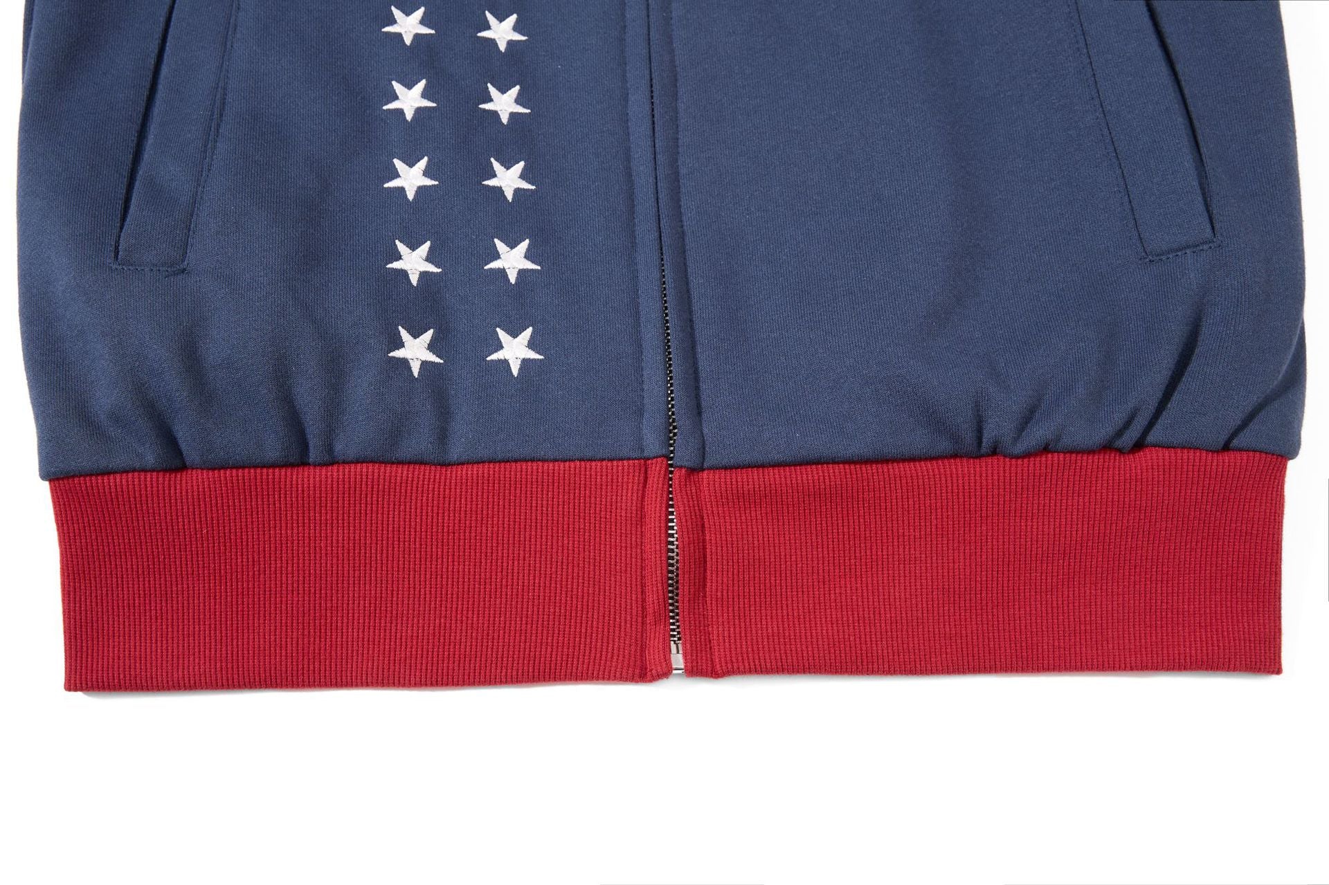 Skatepark-Trainingsjacke – Bestickte Sterne, College-Streifen & Retrojacke mit Reißverschluss
