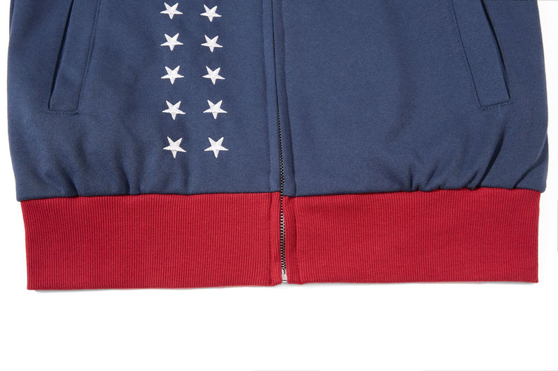 Skatepark-Trainingsjacke – Bestickte Sterne, College-Streifen & Retrojacke mit Reißverschluss