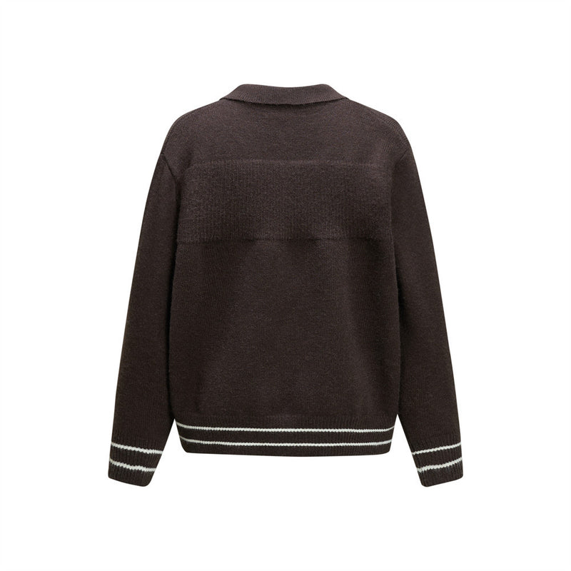 Men Zip Up Sweater Knit Polo Collar Cardigan – Relaxed Fit