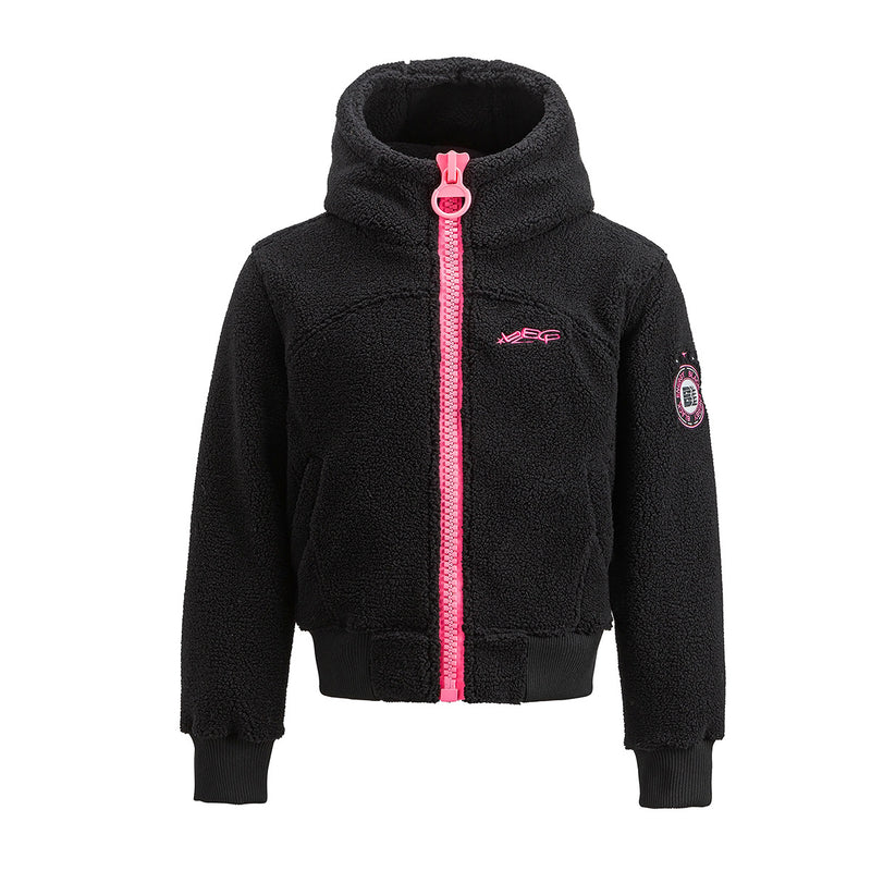 Sherpa Fleece Zip-Up Hoodie Jacket – Varsity Embroidered Teddy Coat