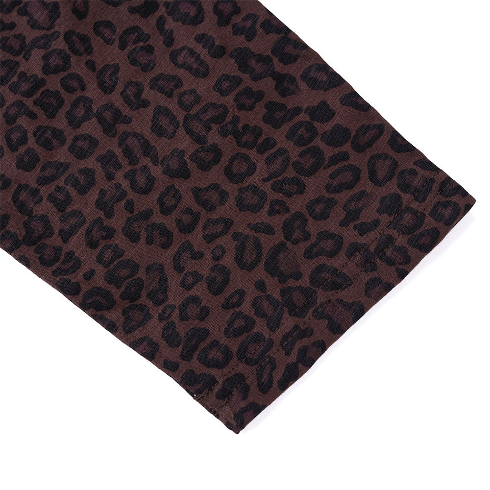 Men's Long Sleeve Raglan T-Shirt – Leopard Print Sleeves & Iron Cross Graphic