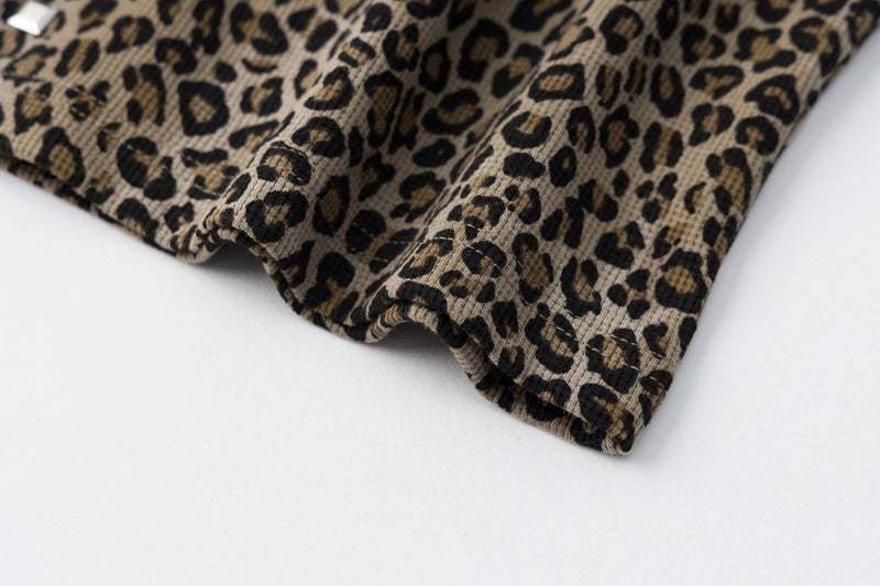 Leopard-Zip-Hoodie Streetwear – Kristallnieten-Details, lange Ärmel