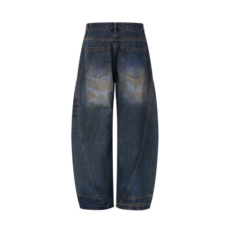 Baggy Jeans Men – Distressed Wide-Leg Barrel Fit with Deconstructed Seam Detail