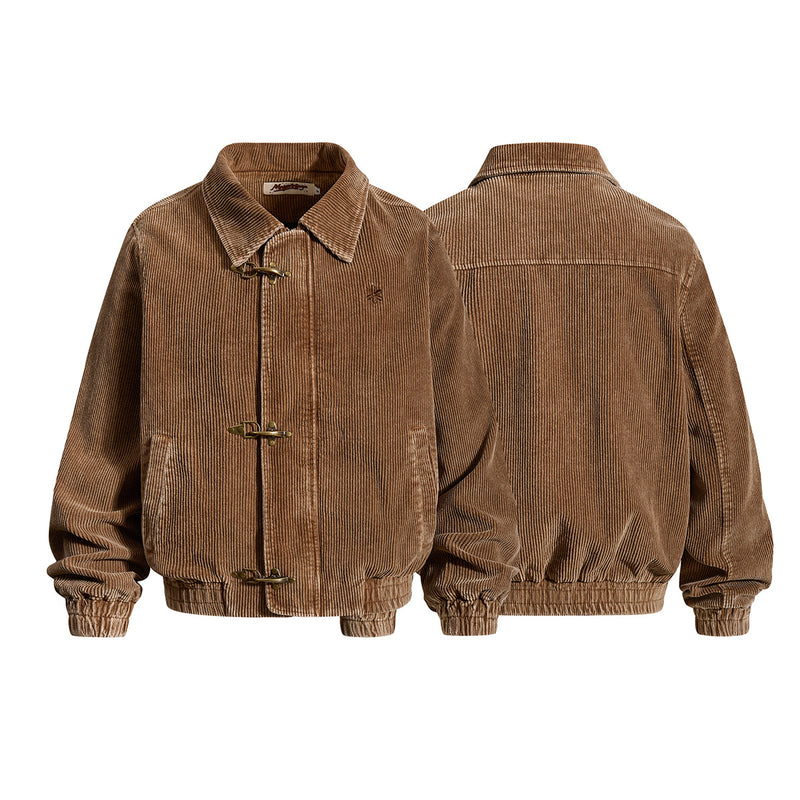 Chaqueta Bomber Harrington de Pana – Corte Cuadrado con Cierre de Broche Vintage