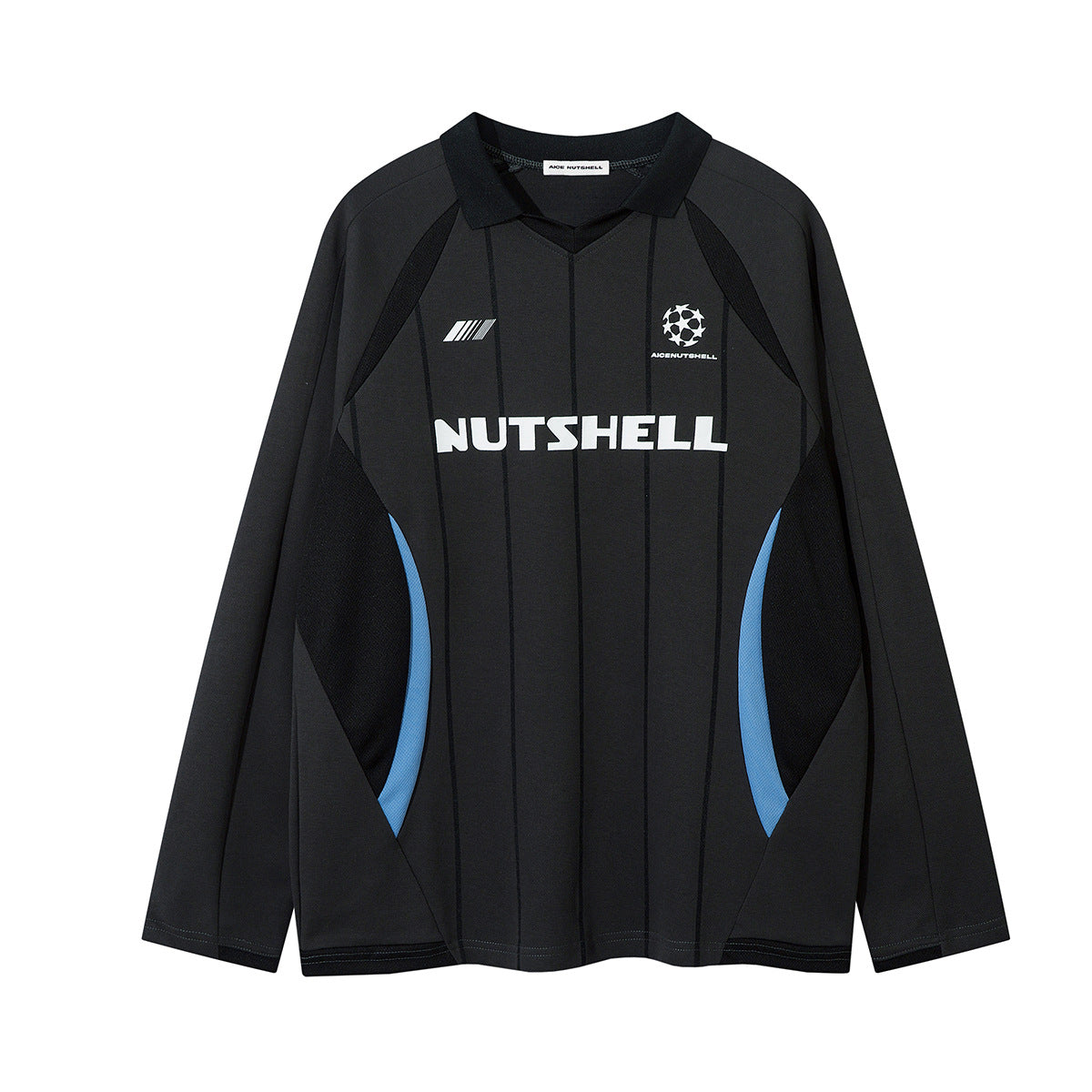Long Sleeve Athletic Shirt Retro Soccer Jersey – Oversized Pinstripe Football