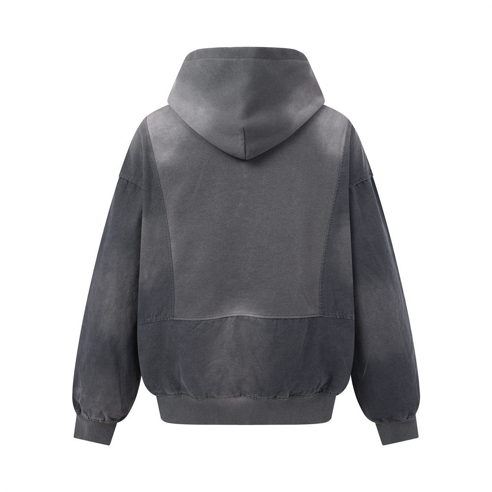 Hoodie oversize à enfiler, patchwork déconstruit, délavé et usé