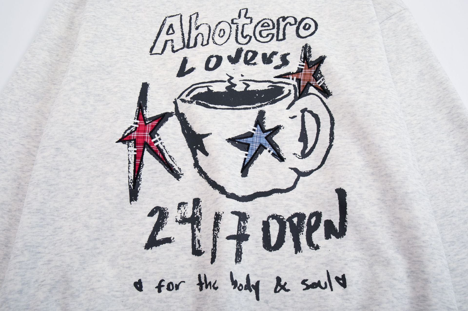 Grafik-Hoodie mit Kaffeetasse & Sternprint – Oversized Retro-Streetwear