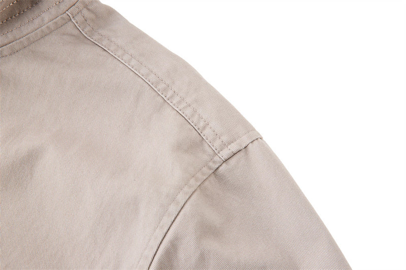 Men's Funnel-Neck Cropped Jacket – Solid Color Streetwear Harrington