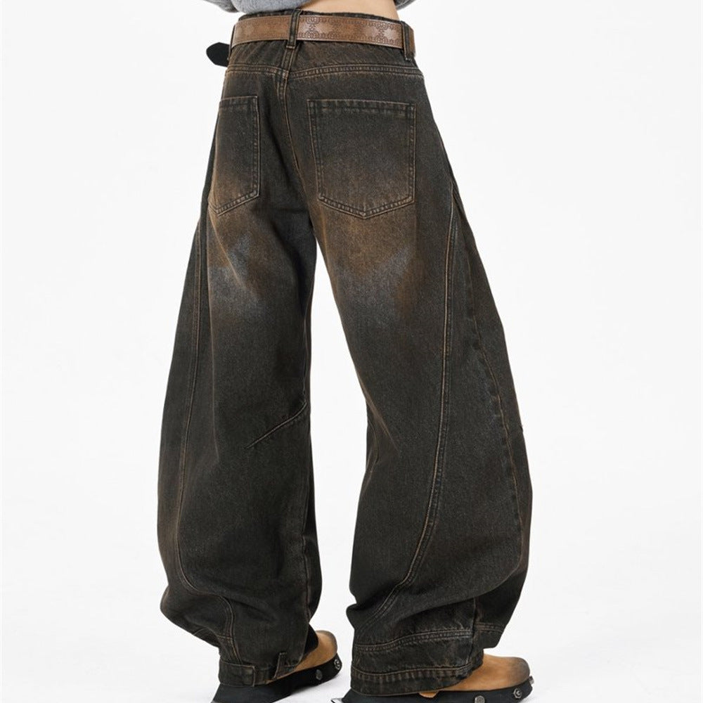SEAKOFF Baggy Jeans Men – Distressed Barrel Wide-Leg Denim with
