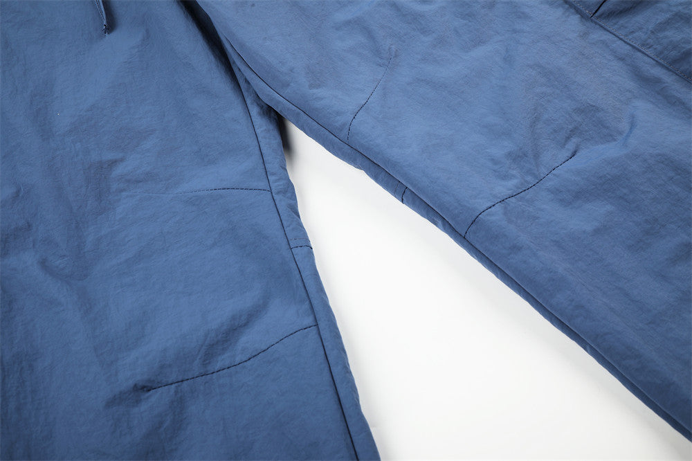 Wide-Leg Cargo Pants with Multi-Pocket Design & Letter Print Waistband
