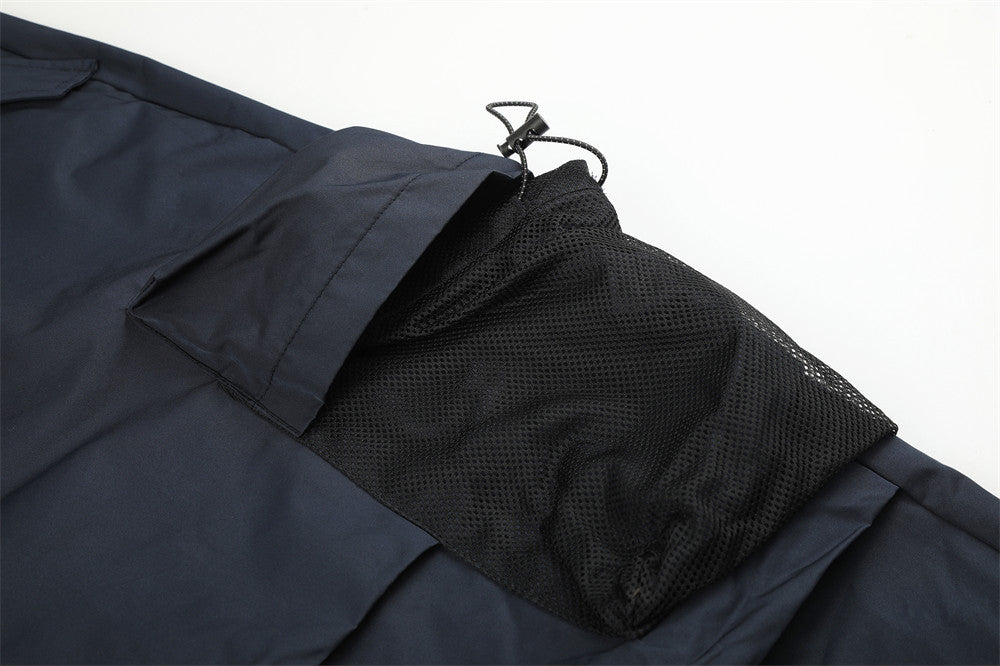 Tactical Wide-Leg Cargo Pants with Reflective Strips & Mesh Pockets