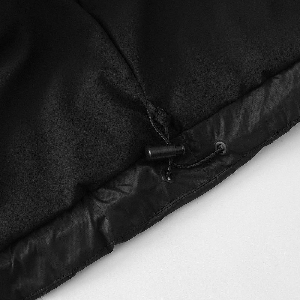 Schwarze Kapuzen-Pufferjacke für Herren – Gesteppter Wintermantel mit Daunenfüllung