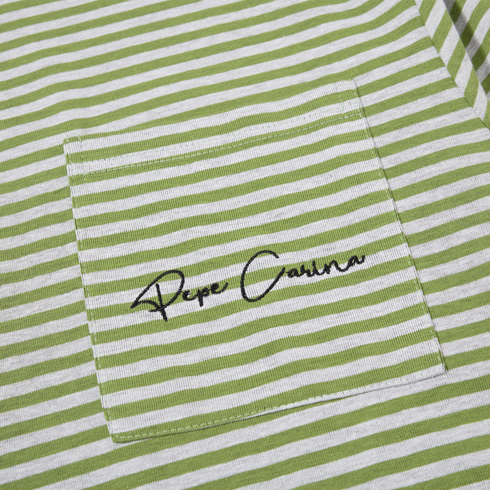 T-shirt homme à manches longues rayé avec poche – Coupe décontractée à col rond