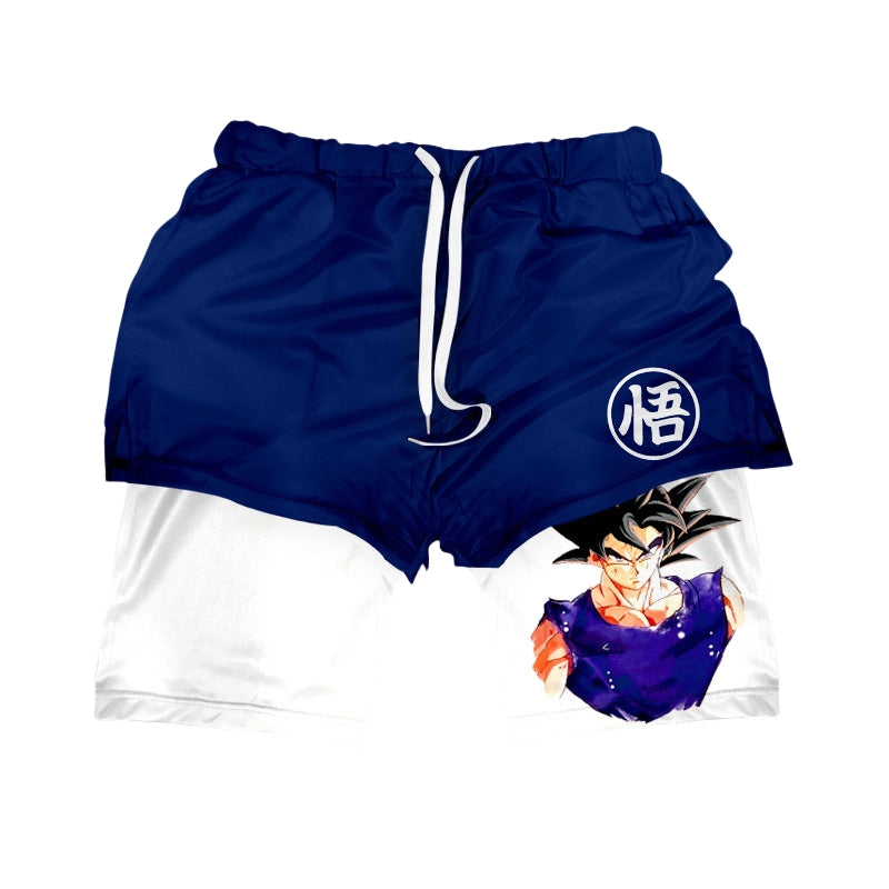 Dragon Ball Goku Gym Shorts - Shorts de entrenamiento de anime para hombres y mujeres | Ropa de fitness saiyan con símbolo de kanji