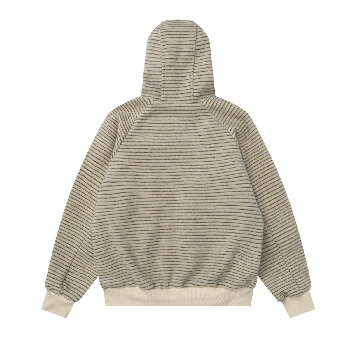 Sudadera con capucha y cremallera de rayas con orejas de conejo — Cárdigan reversible de doble cara