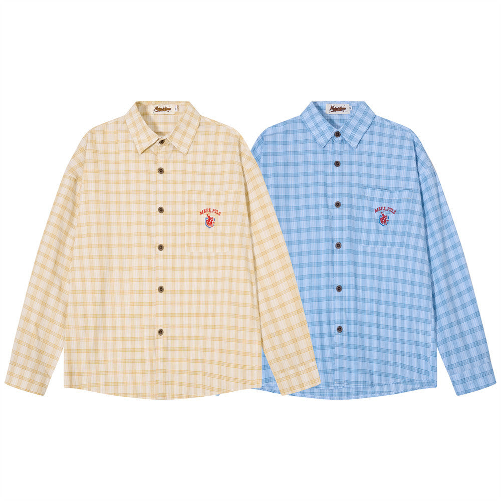 Plaid Long Sleeve Button-Up Shirt – Relaxed Fit Flannel Check