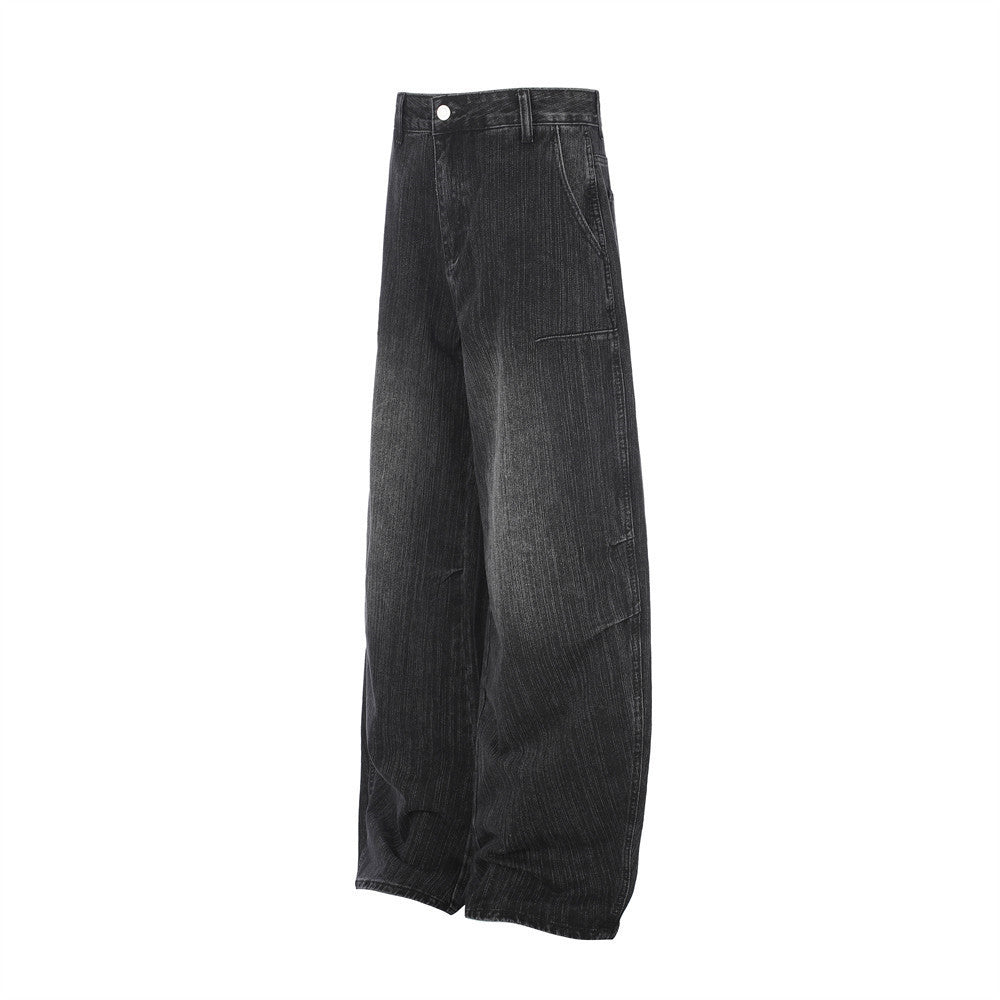 Baggy Black Jeans für Herren – Wide-Leg-Barrel-Fit aus verwaschenem Denim