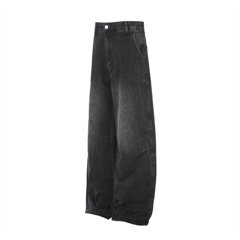 Baggy Black Jeans für Herren – Wide-Leg-Barrel-Fit aus verwaschenem Denim