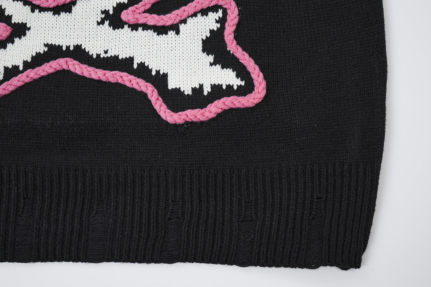 Pull en maille tête de mort & fémurs – Col rond streetwear punk