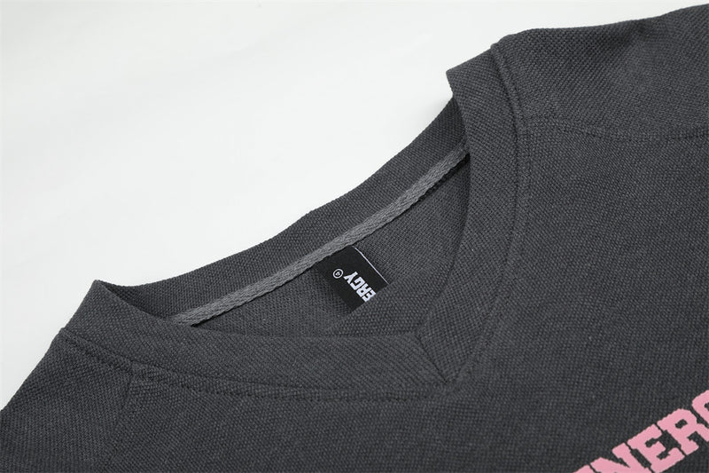 Black Energy No.19 Number Print Long Sleeve Sweatshirt – Oversized V-Neck Sports