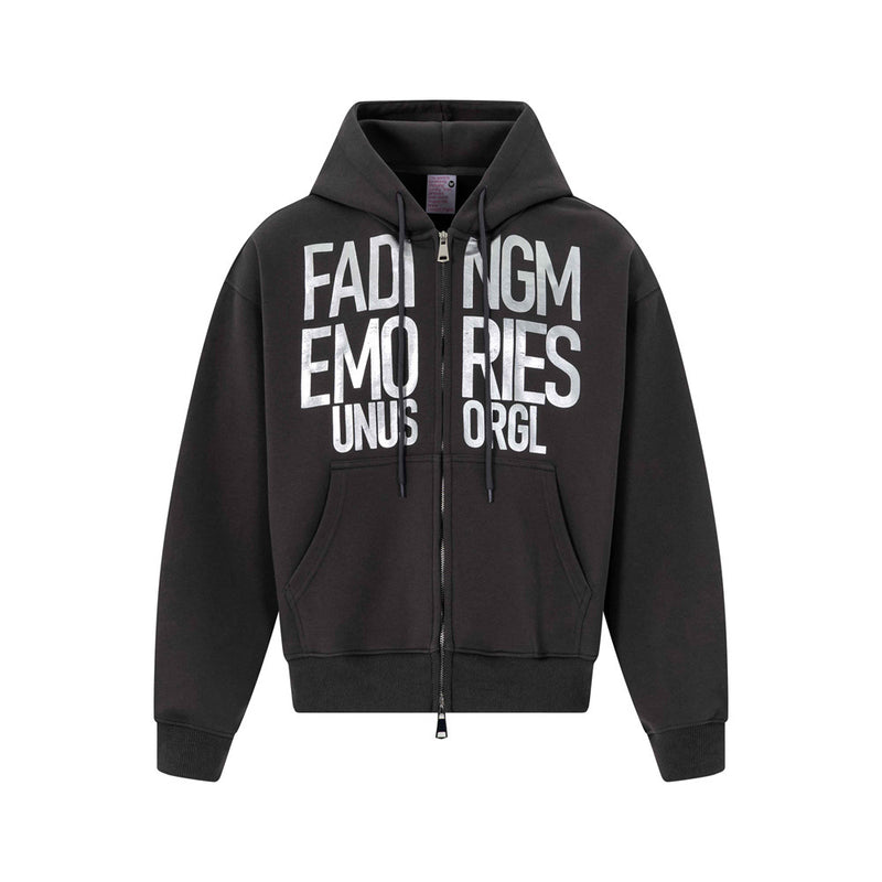 Sweat à capuche zippé Fading Memories à imprimé lettering – Sweatshirt streetwear hip-hop