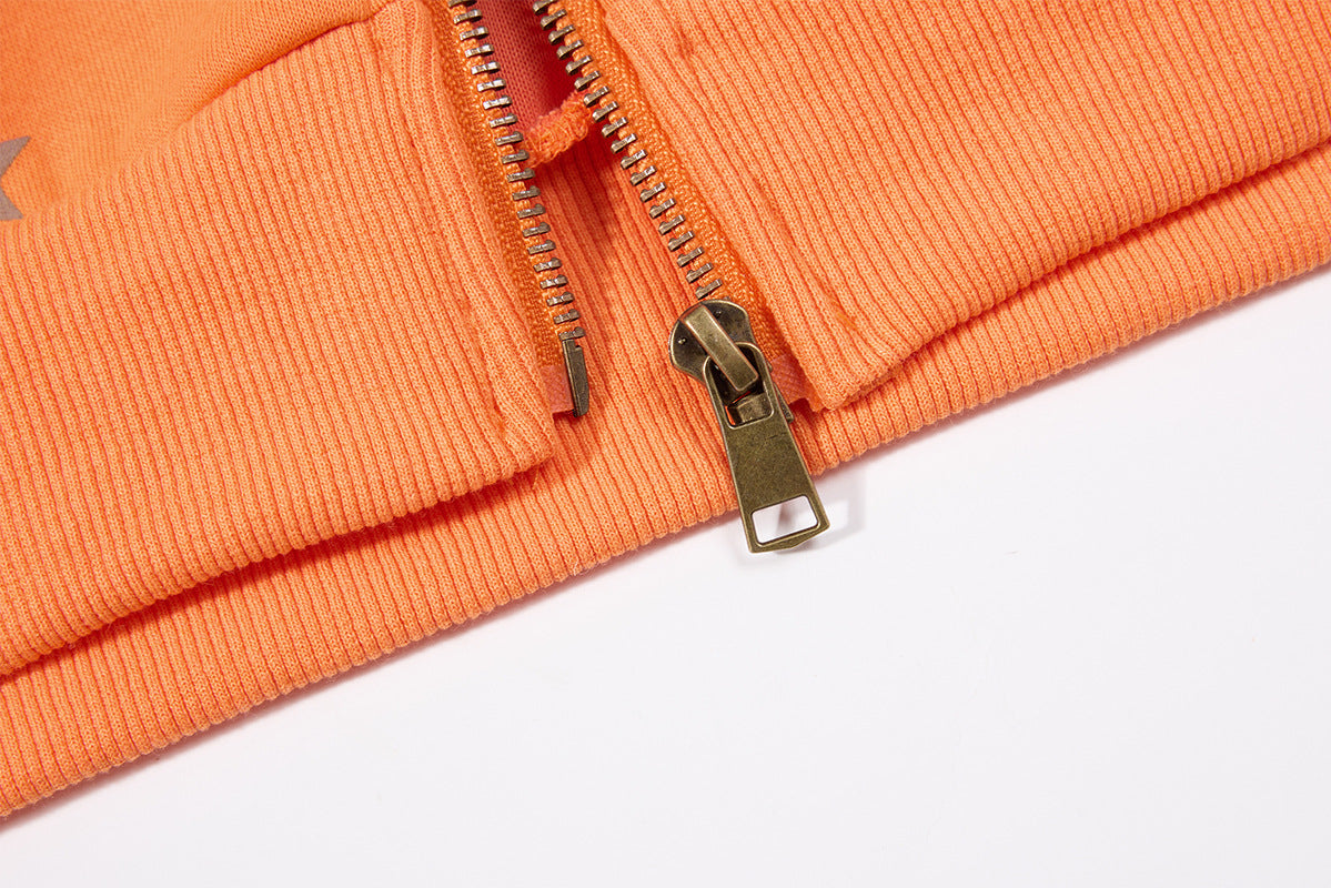 Hoodie zippé à motif étoiles, capuche bordée de fausse fourrure et motif « I ♥ Me »