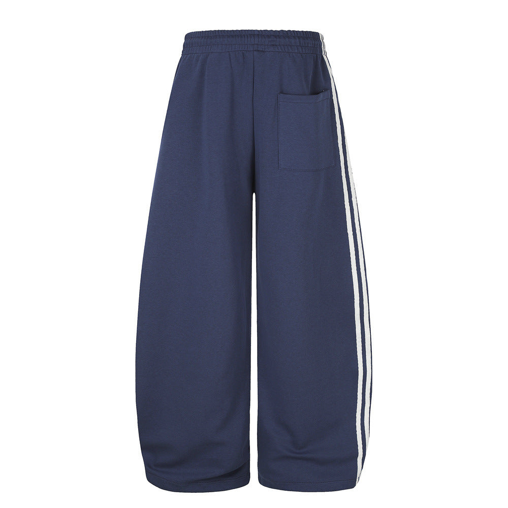 Wide-Leg Sweatpants with Side Stripes & Music Note Print