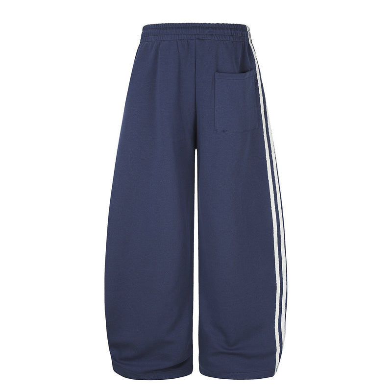 Wide-Leg Sweatpants with Side Stripes & Music Note Print