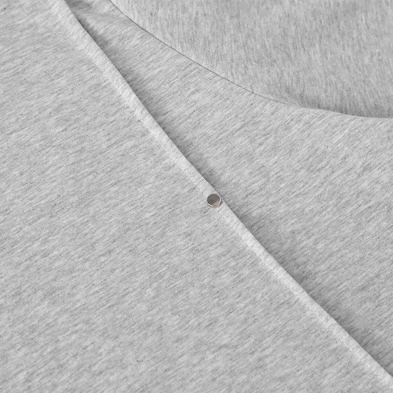Oversized Pinch-Pleat T-Shirt with Stud Shoulder Detail