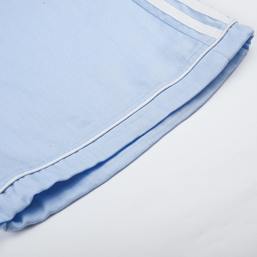 Wide-Leg Track Pants with Side Stripes & Drawstring Waist