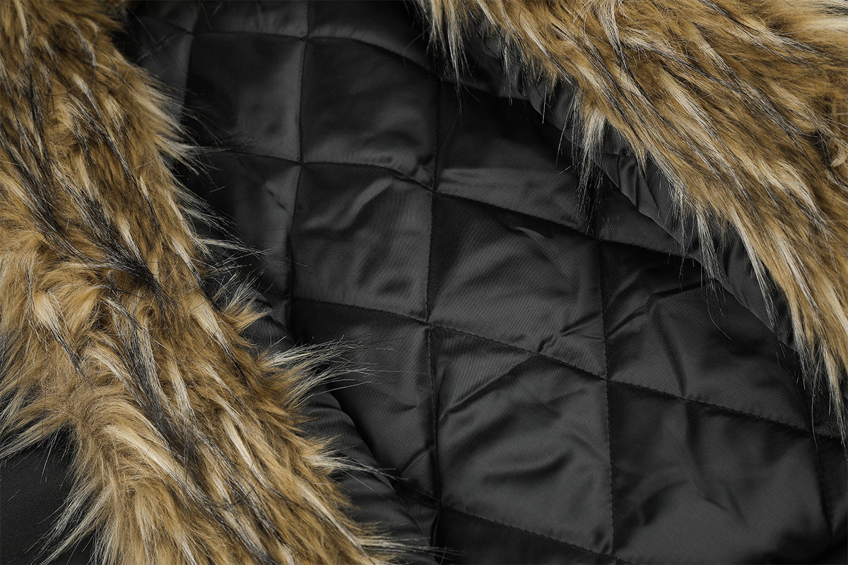 Fur-Collar Bomber Down Jacket – Vintage American Short Puffer Coat