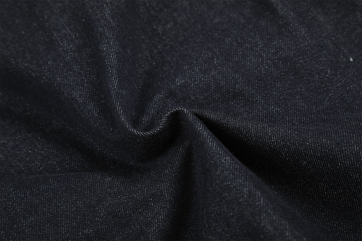 Dark Indigo Denim Jacket with Faux Fur Collar & Fleece Lining