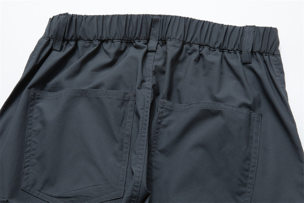 Wide-Leg Cargo Pants – Pleated Parachute Nylon, Relaxed Fit