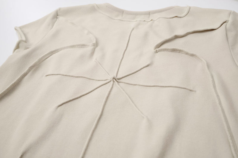 T-shirt manches courtes déconstruit à coutures 3D en relief – Streetwear délavé coupe ajustée
