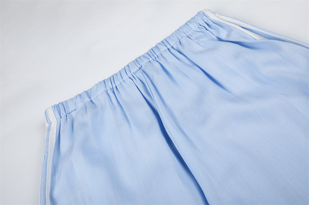 Wide-Leg Track Pants with Side Stripes & Drawstring Waist