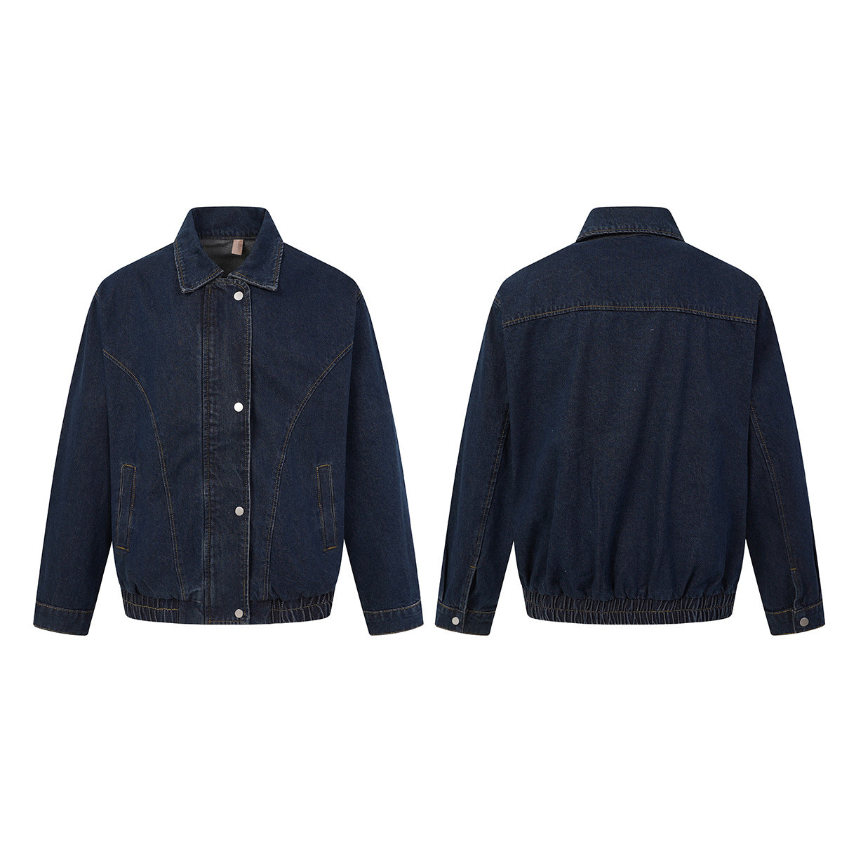 Veste bomber en denim indigo foncé – Coupe carrée oversize avec base élastiquée