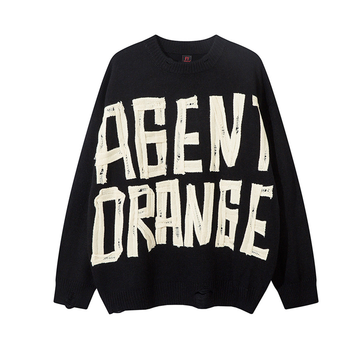 Pull en maille effet usé Agent Orange – Col rond oversize