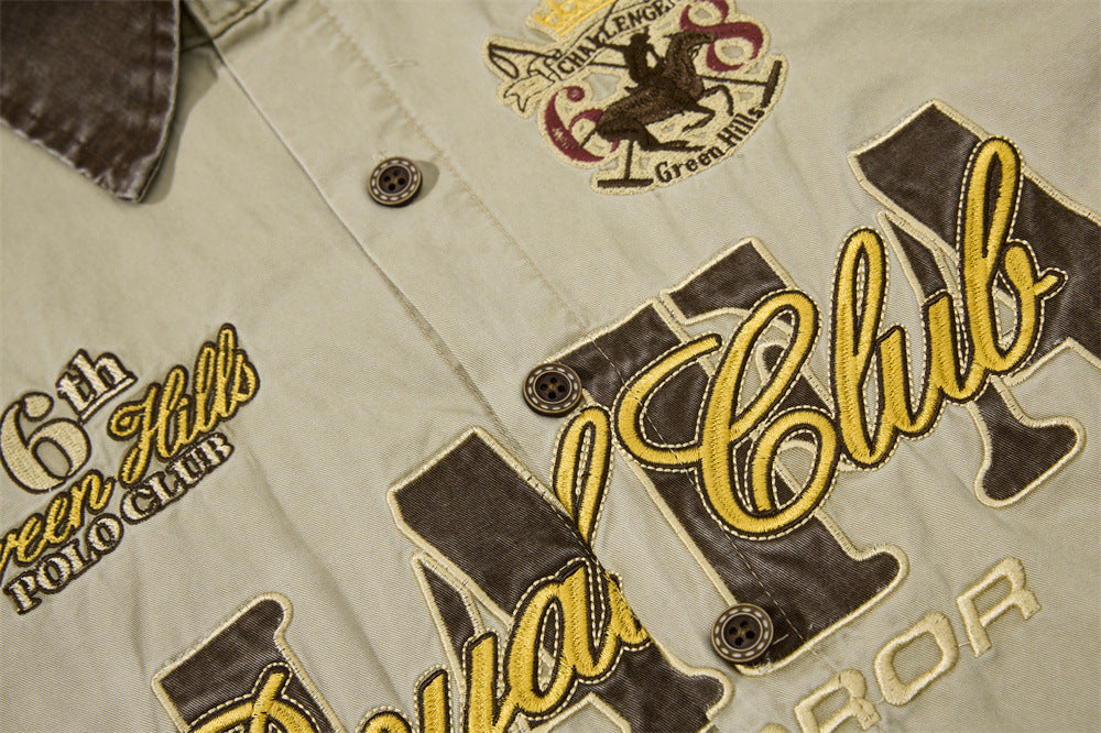 Mafia Royal Club Embroidered Short Sleeve Shirt – Vintage Washed Streetwear