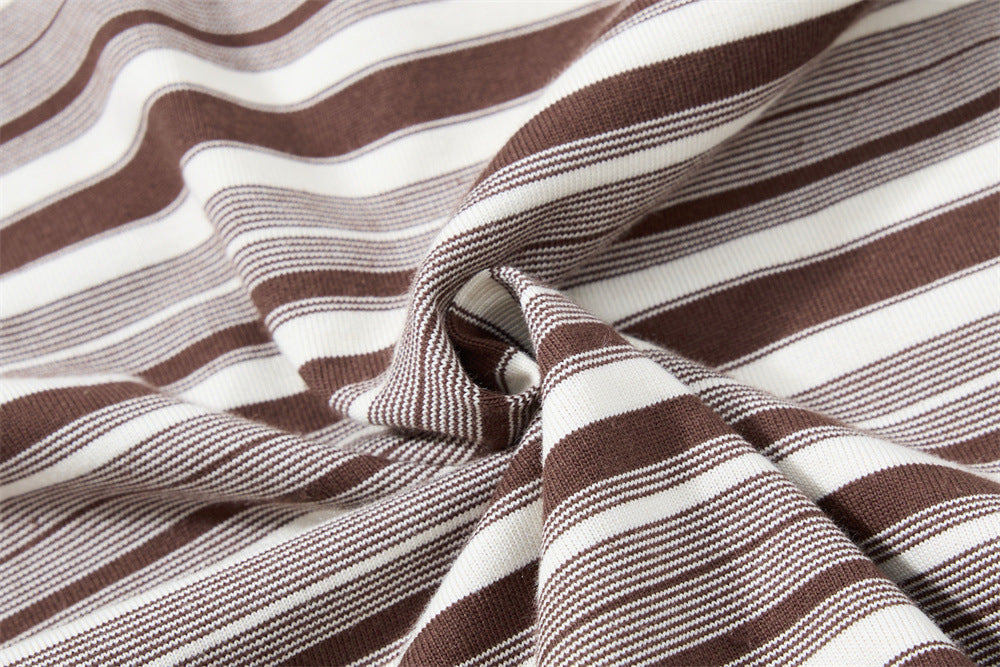 Striped Faux Two-Piece Polo Shirt – Relaxed Fit Long Sleeve with Contrast Woven