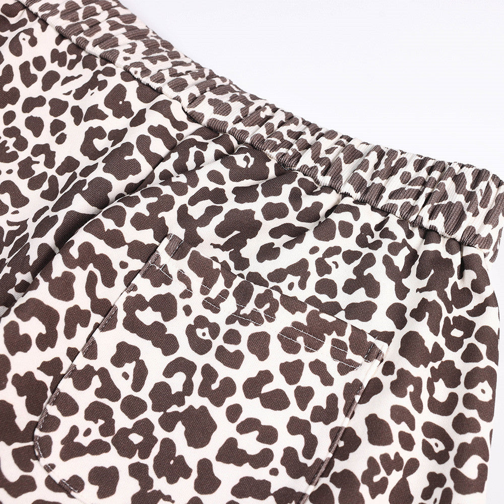 Leopard Print Wide-Leg Sweatpants – Relaxed Fit Casual Trousers