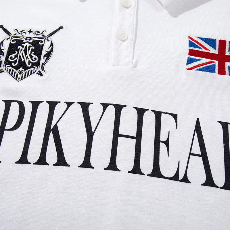 Spikyhead Faux Two-Piece Long Sleeve Polo Shirt – Oversized British Crest