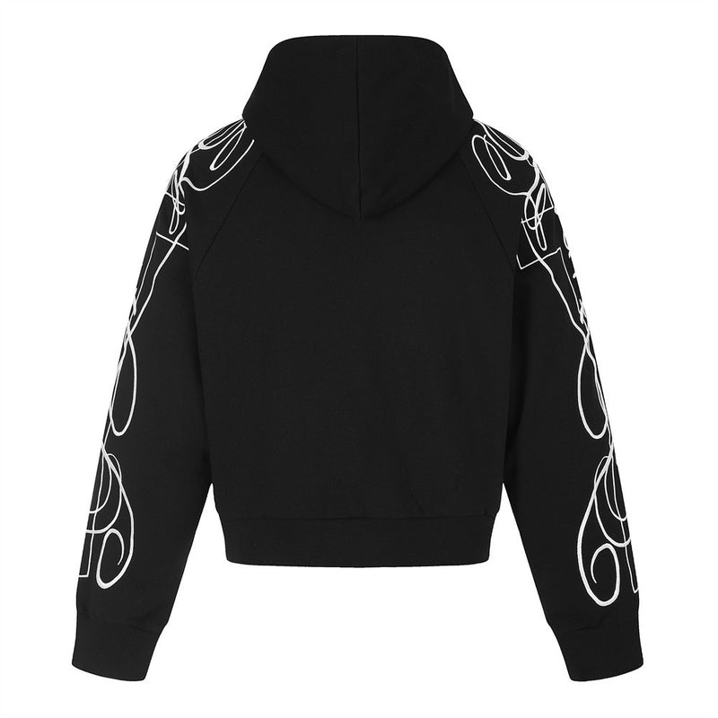 Hoodie zippé à motif script – Cardigan streetwear imprimé sur les manches