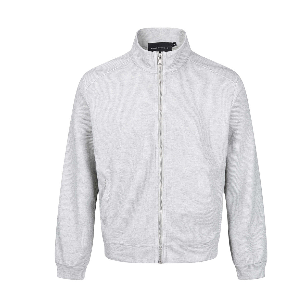 Veste homme côtelée zippée à col montant – Style sportswear vintage délavé