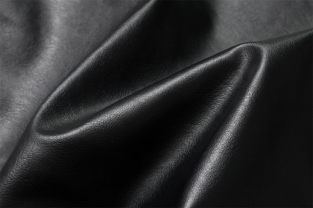 Men's Black PU Leather Bomber Jacket with Faux Fur Collar & Large Cargo Pockets