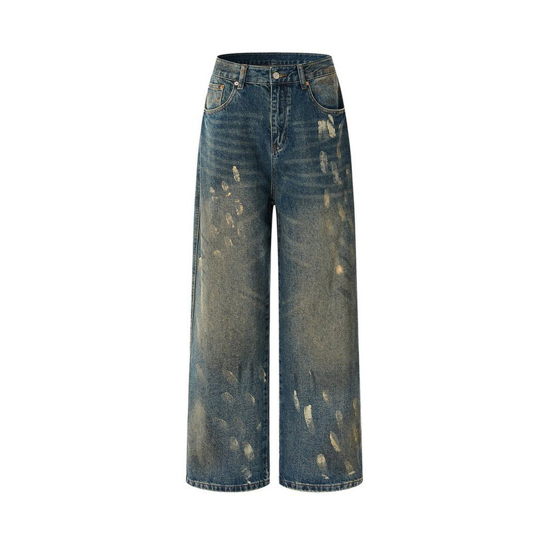 Baggy Fit Jeans Men – Distressed Vintage Wash Wide Straight-Leg Denim